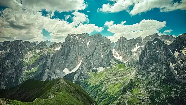 Lepushe alpine village and mountain scenery in northern Albania