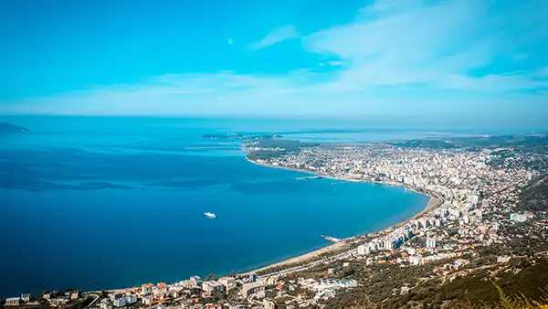 Vlore waterfront where Albania meets the Adriatic and Ionian coastal routes