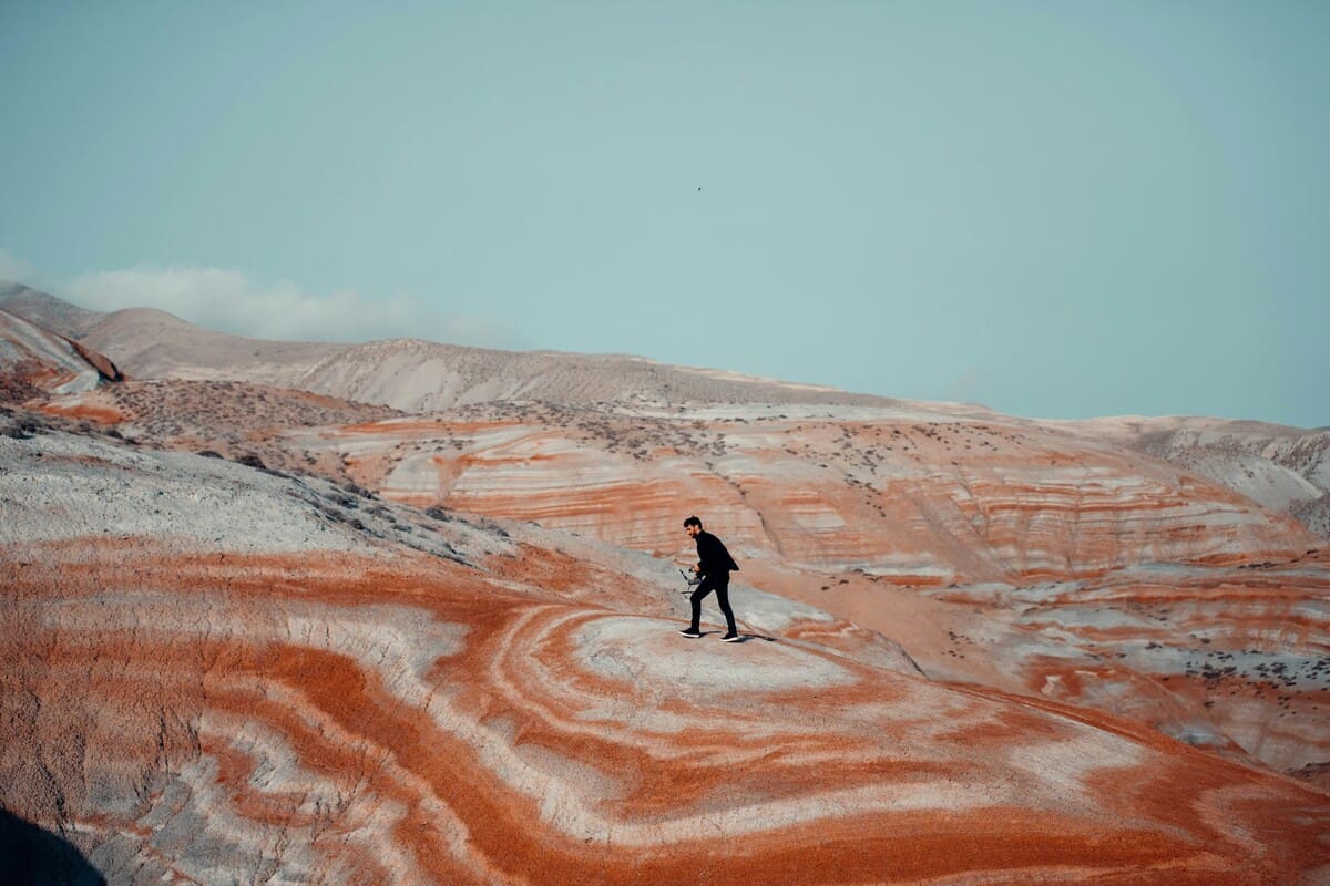 Candy Cane Mountains near Khizi Azerbaijan with red and white striped hills