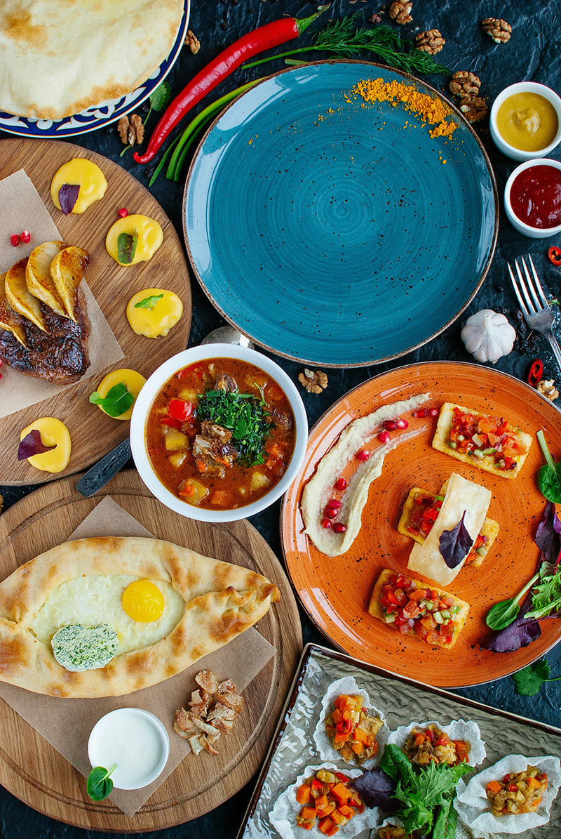 Selección de platos tradicionales georgianos