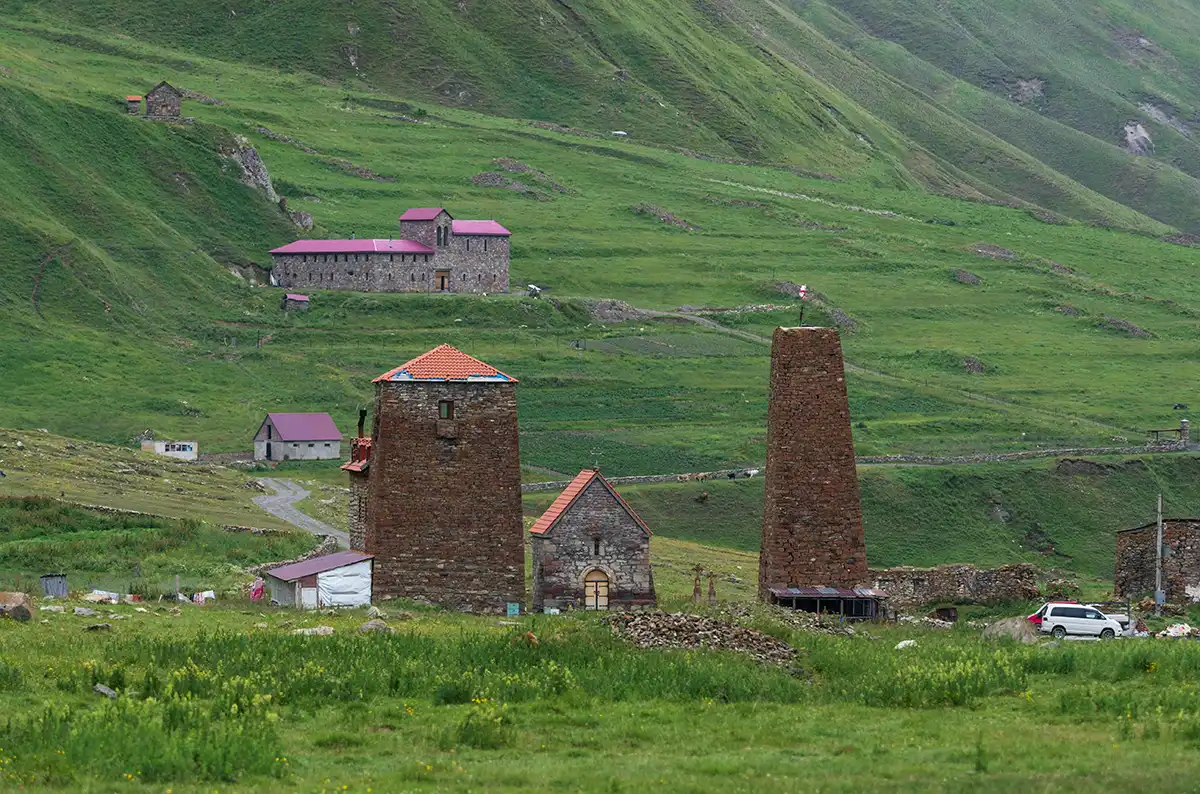 Medieval Svan towers in Mestia Svaneti Georgia