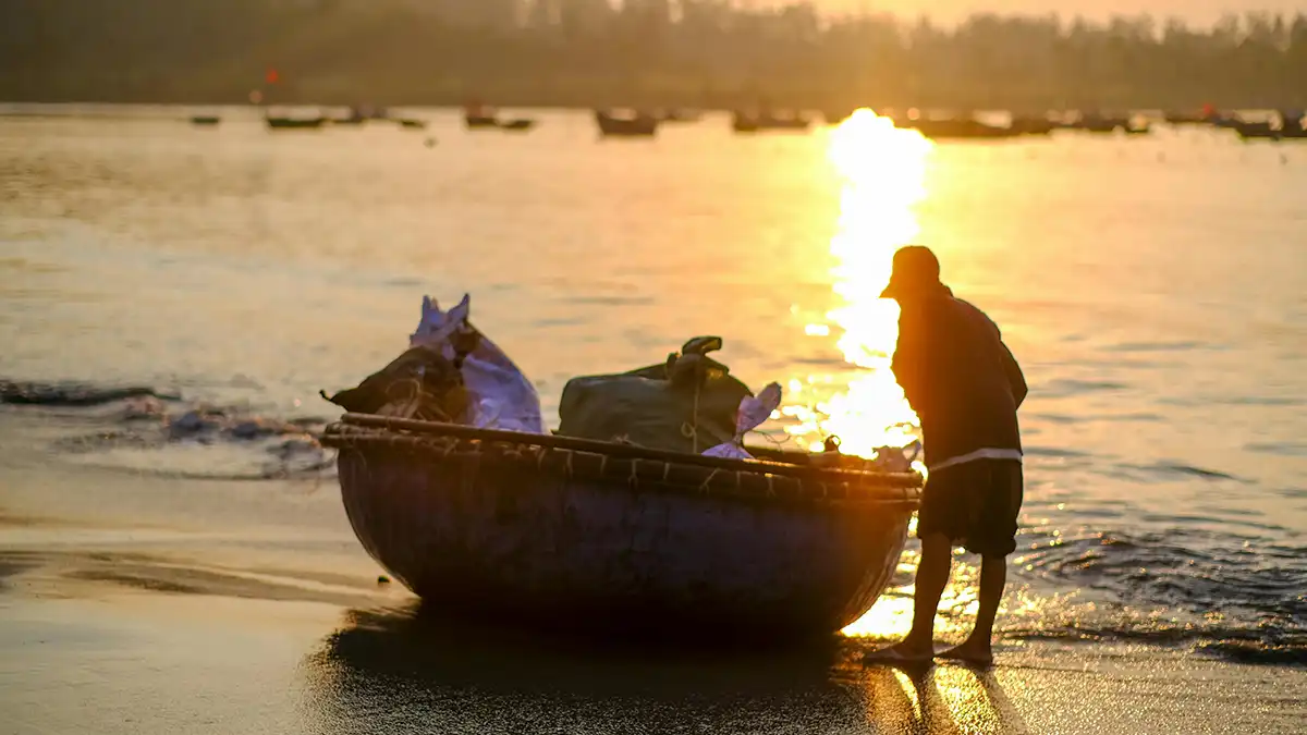 People relaxing on My Khe Beach in Da Nang