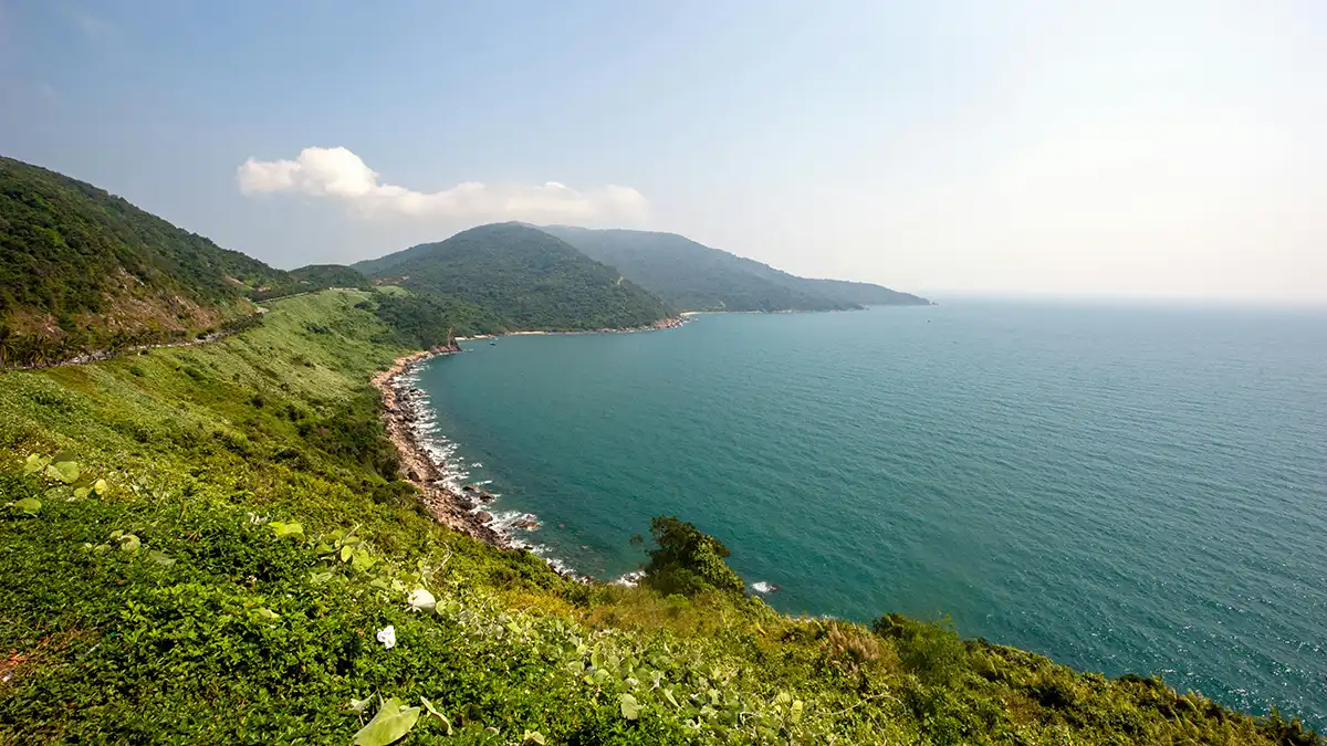 Green coastline on Son Tra Peninsula in Da Nang