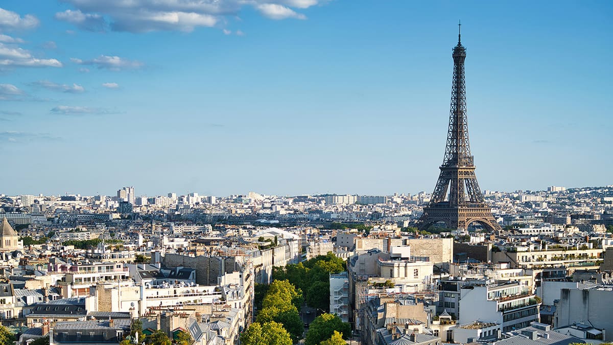 Eiffel Tower rising above the Paris skyline