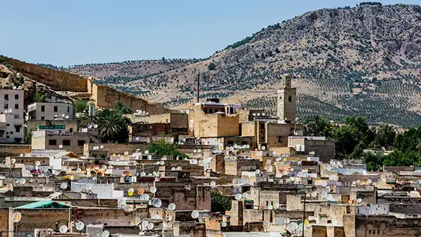Fes medina and historic city scene in Morocco