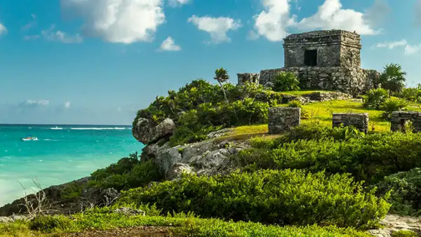 Tulum coast and ruins area in the Riviera Maya Mexico