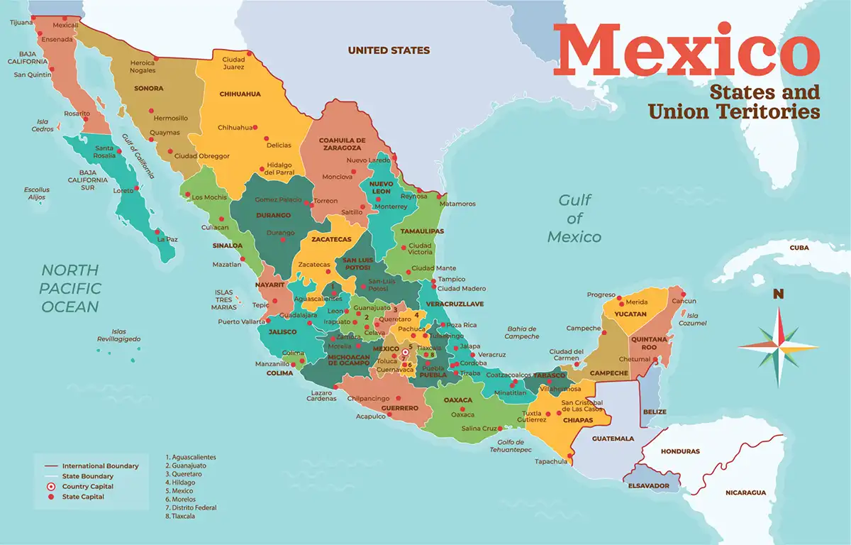Mapa de México con estados y regiones para planificar un primer viaje