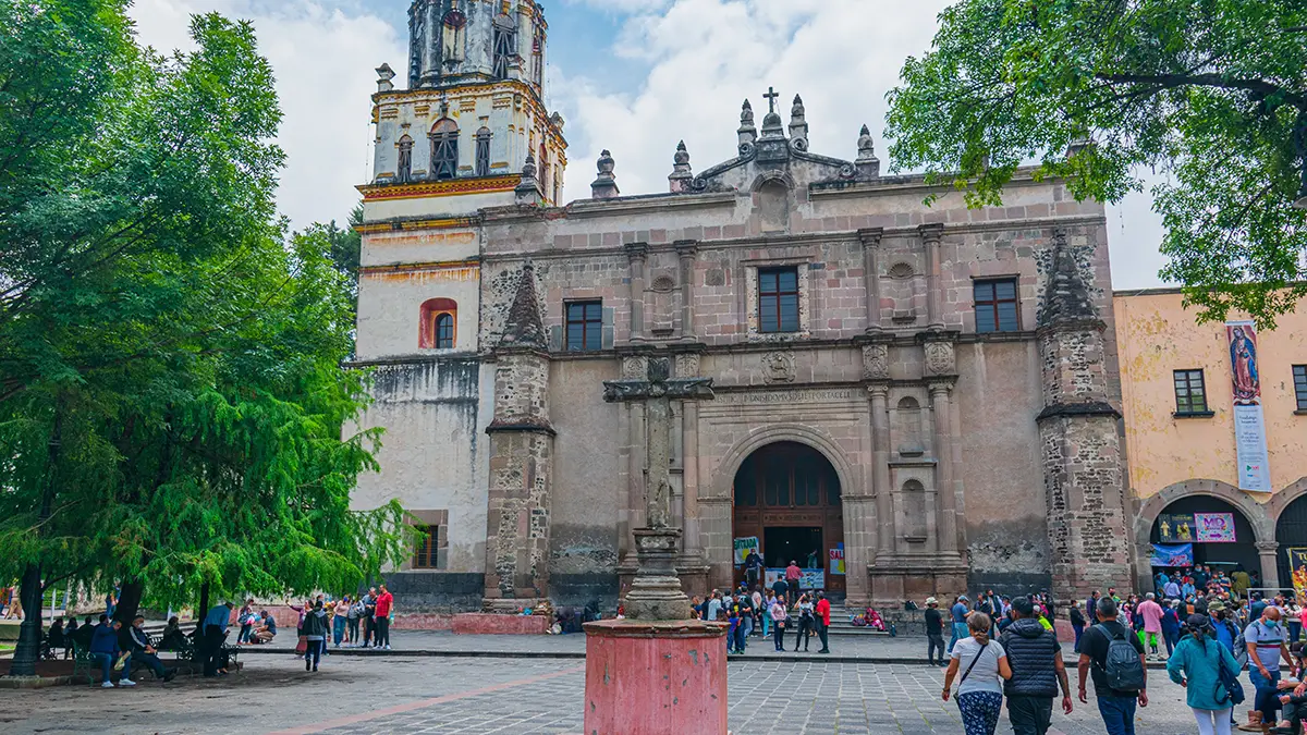 San Juan Bautista church and plaza in Coyoacán, Mexico City