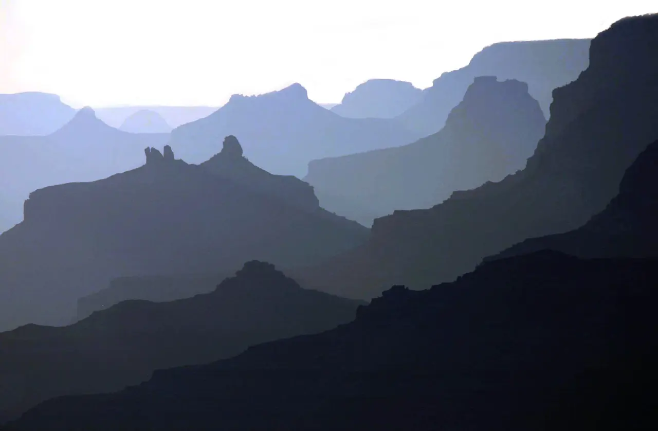 Grand Canyon buttes receding into haze from Desert View