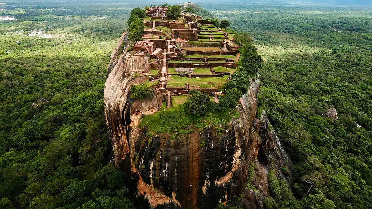 Aerial view of the summit ruins on Sigiriya Rock Fortress