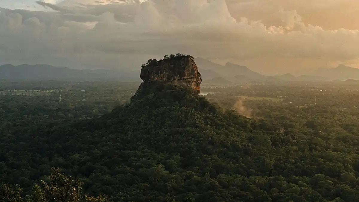 View of Sigiriya Rock from Pidurangala in Sri Lanka