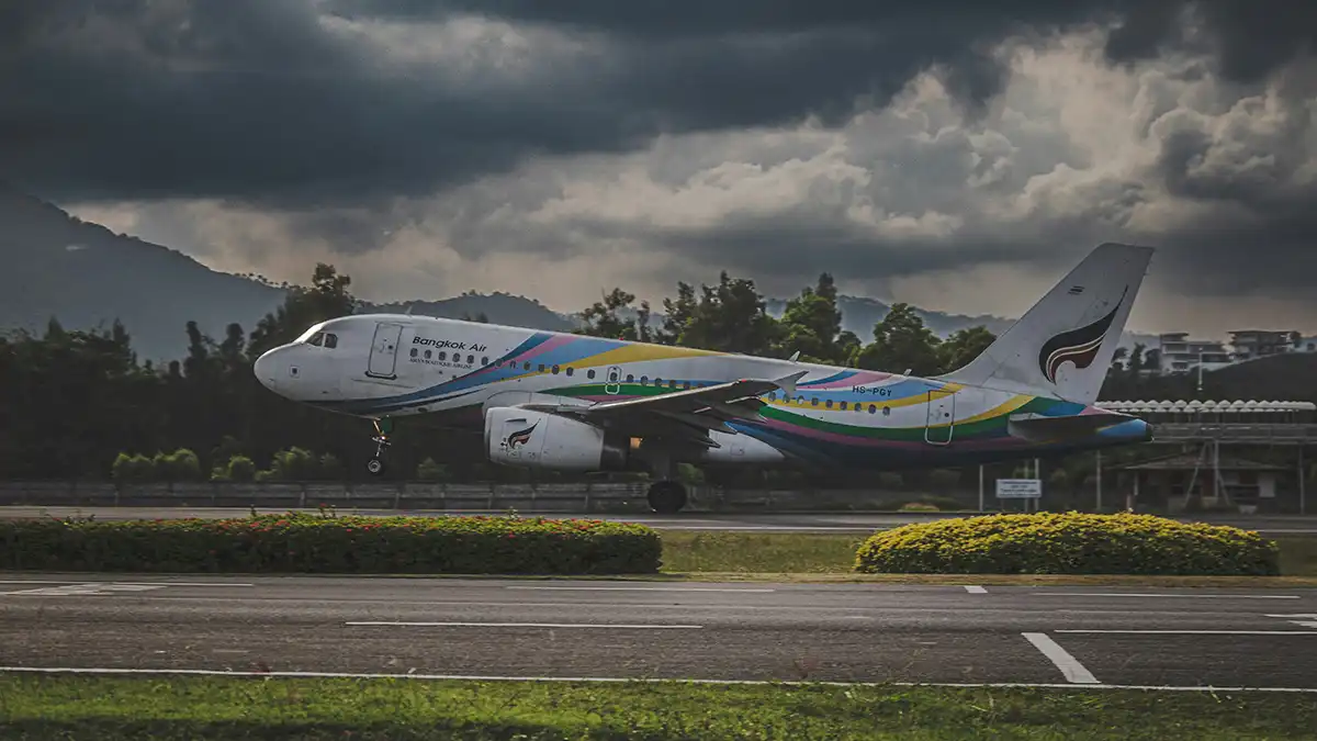 Plane at Koh Samui Airport in Thailand