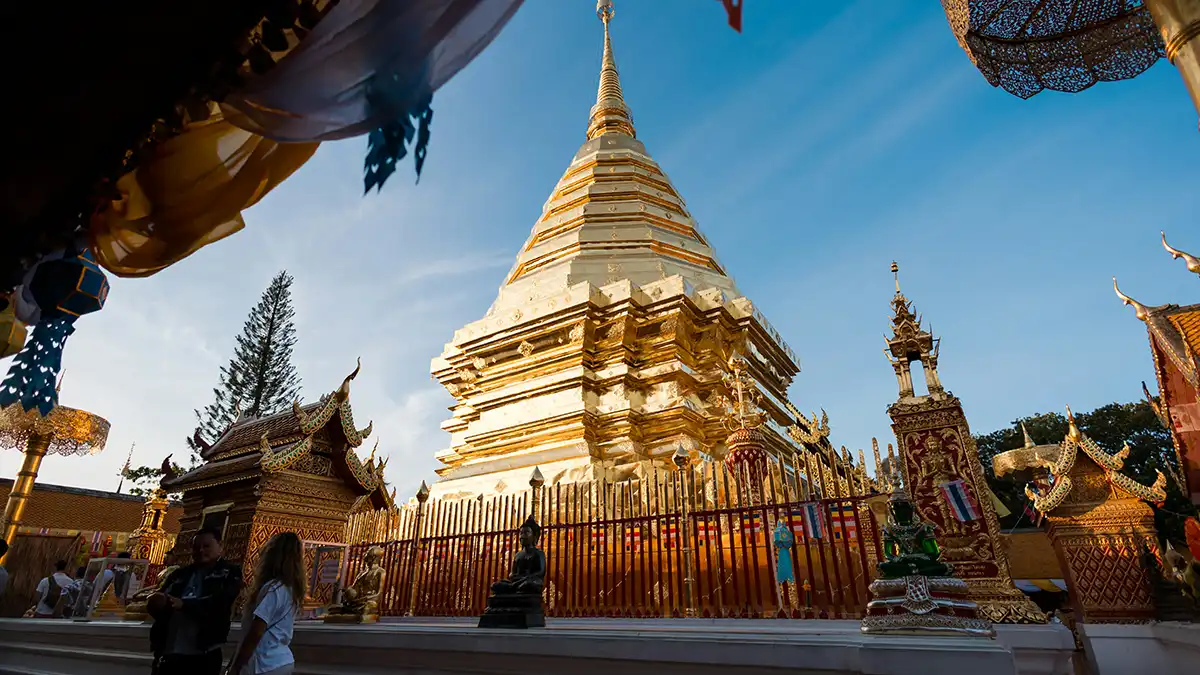 Golden chedi at Doi Suthep near Chiang Mai Thailand