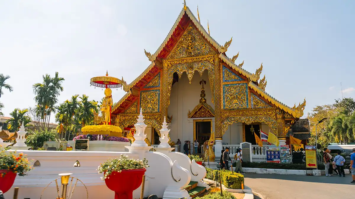 Ornate temple in Chiang Mai Old City on a northern Thailand backpacking route