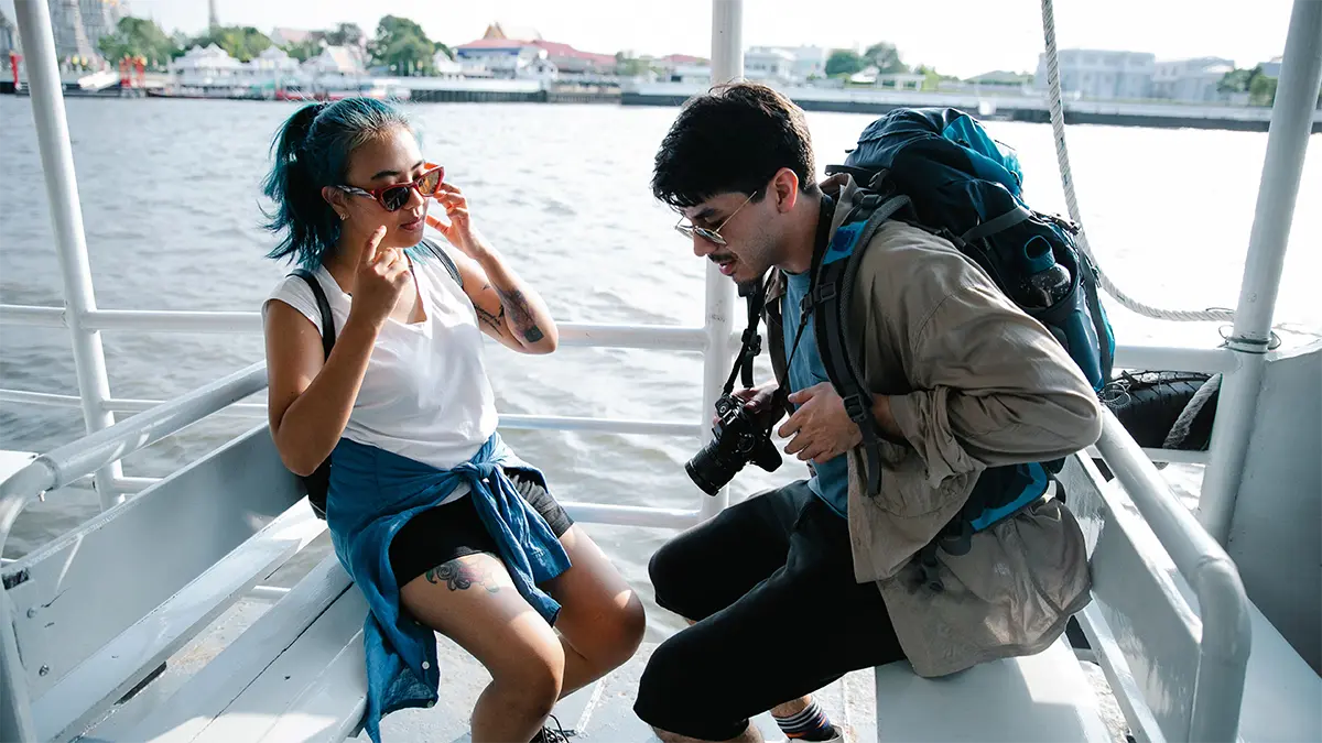 Passengers traveling between Thai islands on a ferry