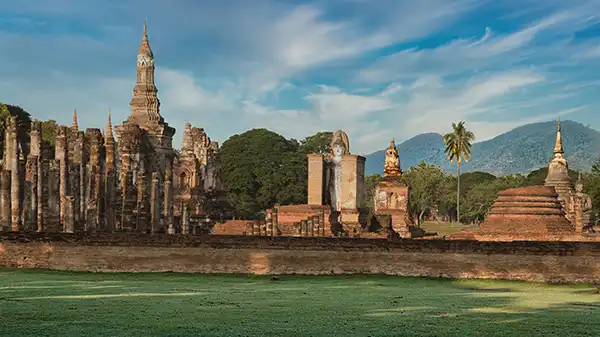 Sukhothai historic ruins for a first Thailand travel guide